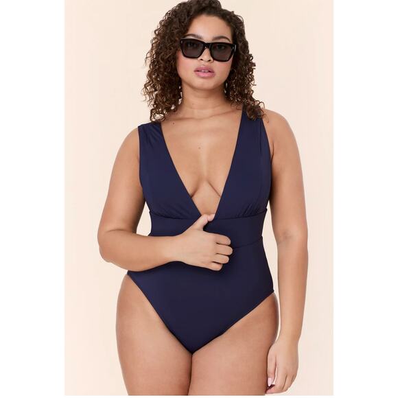 Andie Swimsuit Womens 3XL Mykonos One Piece Tank Plunge Recycled‎ Nylon Spandex